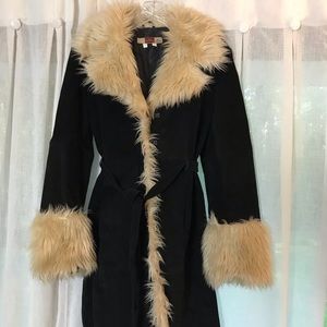 Vintage 100% Suede Fur Collard Coat. Boho